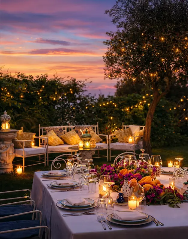 Sala per eventi privati al tramonto a Forio, catering Neptunus Ischia