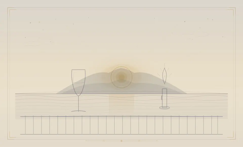 Terrazza al tramonto a Forio con vista sul Tirreno, atmosfera del ristorante Neptunus a Ischia