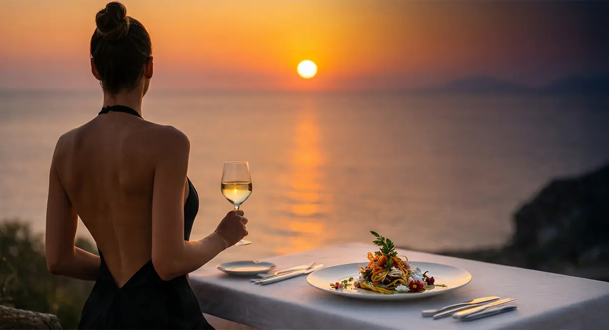 Terrazza panoramica vista mare del ristorante Neptunus a Forio, Isola di Ischia